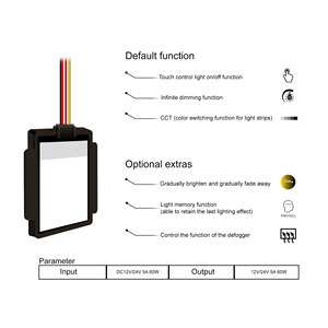 מראה LED עם מתג מגע DC12V 5A 60W, תאורה ניתנת לעמעום, צבעי CCT ללא שלבים, חיישן, מראה חכמה לחדר אמבטיה, מגע יחיד - Product Image 2