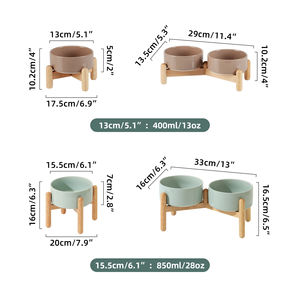 Cuencos Shamitao de cerámica personalizables para perros y gatos, individuales o dobles, con soporte de madera, cuencos ecológicos para comida de mascotas, venta al por mayor - Product Image 2