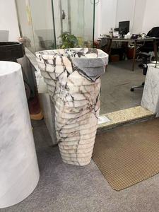 Lavabos et vasques sur pied en marbre noir Marquina poli, lavabo <span class=keywords><strong>de</strong></span> salle <span class=keywords><strong>de</strong></span> bain moderne autoportant - Product Image 6