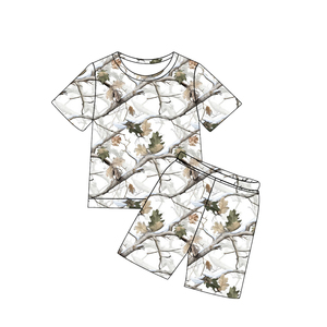 Conjunto de ropa personalizado BSSO1928 para bebé niño con estampado de hojas, conjunto de ropa infantil al por mayor, conjunto de manga corta - Product Image 4