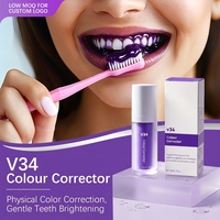 Kit correcteur de couleur de dentifrice violet Premium V34 pour un sourire parfait, traitement blanchissant des dents, format voyage