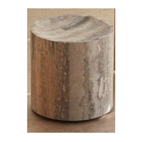 Newstar Socle en pierre naturelle Table en marbre gris Table d'appoint en pierre de marbre italien Tabouret en travertin argenté