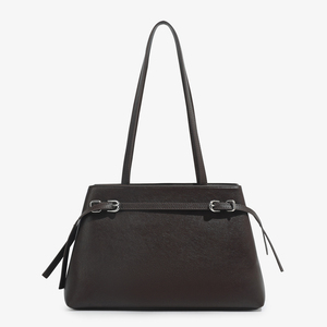 Women's Genuine Leather Trapeze <b>Shoulder</b> <b>Bag</b> with Buckle Closure Minimalist Style for Daily Use - Product Image 4