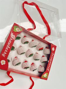 Оптовая продажа, индивидуальный логотип, полноразмерная деловая картонная коробка, упаковка в виде клубники и фруктов с окном, бумажная коробка для винограда - Product Image 2