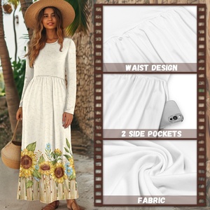 Abito lungo Casual con tasche personalizzato con Logo personalizzato Sunflower da donna a maniche lunghe larghe con stampa 3D - Product Image 5