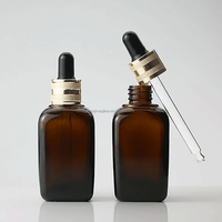 Harga pabrik persegi 10ml 20ml 30ml 50ml 100ml Amber kosong botol parfum kaca Serum Wajah botol kaca dengan tutup penetes karet