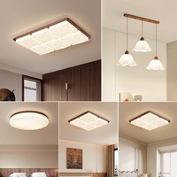 Plafonnier vintage japonais Wabi Sabi, lampe encastrée rétro en bois de noyer LED pour salon, chambre, couloir