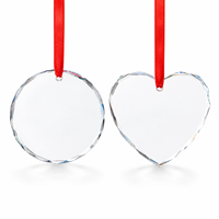 Adorno Navideño de Cristal Transparente con Impresión UV Personalizable, Decoración Colgante en Forma de Corazón o Redonda para Regalos Navideños