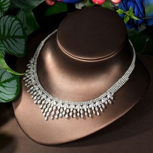HIBRIDE luxe AAA zircon cubique 4 pièces collier boucle d'oreille mode femmes mariée mariage fête ensembles de bijoux goutte Style S-01 - Product Image 5
