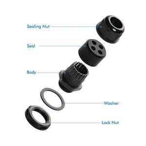 JAR IP68 entrada de <span class=keywords><strong>cable</strong></span> de plástico impermeable V2 resistente al fuego PG nylon multi-agujero pg7 pa prensaestopas de nylon - Product Image 3