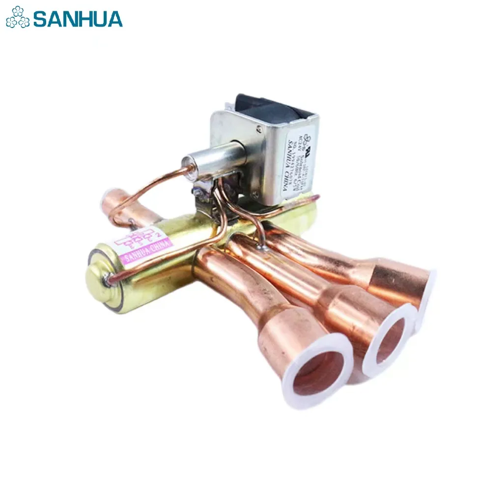 Sanhua 4-Weg Klep Coil Brass Voor Airconditioner 4 Manier Omkeerventiel