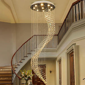 <strong>Vintage</strong> Staircase Big <strong>Ceiling</strong> Large Modern Hotel Luxury K9 Crystal Led Chain Long Spiral Pendant <strong>Light</strong> - Product Image 2