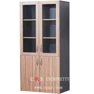 Modern Office Furniture Wooden File Cabinet Classic 4-door Storage Locker with Glass Door and Key