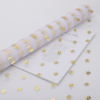 Papier d'emballage pour bouquet de roses en gaze estampé à chaud, imperméable, enduit de PE double face, pour anniversaire, mariage, fête des mères