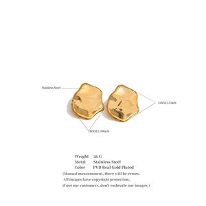 Boucles <span class=keywords><strong>d</strong></span>'oreilles pendantes JINYOU 747 de style européen, en acier inoxydable, plaqué or, design géométrique lisse et exagéré - Product Image 6