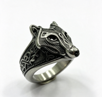 Bague en acier inoxydable avec tête de loup viking nordique, bijoux tendance pour hommes