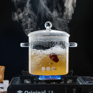 2021 Usine Chaude Transparent Clair Double Oreille Marmite Borosilicate <span class=keywords><strong>Pyrex</strong></span> <span class=keywords><strong>Verre</strong></span> Marmite - Product Image 2