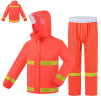 Combinaison de pluie de sécurité industrielle 2 pièces (veste et pantalon) en tissu tricoté PVC avec bandes réfléchissantes pour travaux municipaux et autoroutiers