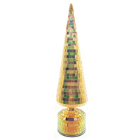 Arbre de Noël en verre LED rotatif avec miroir mosaïque, décoration pour fêtes, mariages et événements à domicile