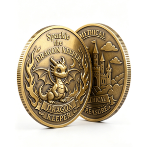 Custom Sparkle Dragon Keeper 3D Zinc Alloy Chinese New Year Angel Commemorative Challenge Coin Dual-Sided Fantasy Collectible - Product Image 2