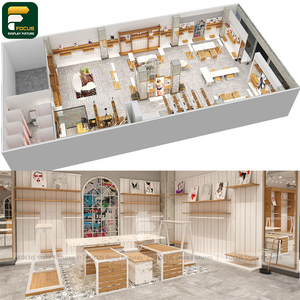 Luxury Apparel Shop <b>Display</b> <b>Cabinet</b> Fashion Rack <b>Wall</b> Shelf Cashier Counter Mirror Boutique Wardrobe Fixture - Product Image 4