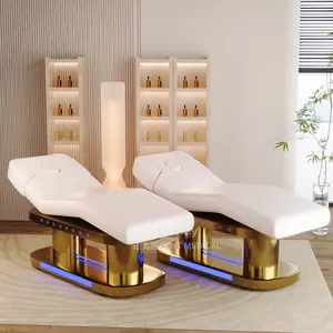 Hochey 2024 nouvelle Table de Massage de Base de luxe dorée avec Double Base lit de beauté électrique Table de traitement Spa Salon lit