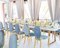 Chaises de banquet empilables et interchangeables en acier inoxydable de haute qualité pour événements de luxe