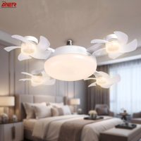 Ventilateur de plafond design drone à 4 têtes avec lumière LED et télécommande, douille E27 E26, pour chambre et garage