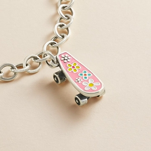 Colgante <span class=keywords><strong>de</strong></span> Plata <span class=keywords><strong>de</strong></span> Ley S925 James Avery con Eslabón <span class=keywords><strong>de</strong></span> Corazón para Doghouse, Skateboard, Rosa y Amor, Colgante Esmaltado Temático - Product Image 6