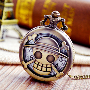 Orologio da Tasca Vintage Anime <span class=keywords><strong>One</strong></span> <span class=keywords><strong>Piece</strong></span> con Catena, Ciondolo in Metallo con Teschio Pirata di Luffy, Idea Regalo - Product Image 4