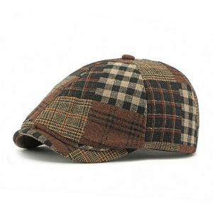 Wholesale Vintage 6 Panels Unisex Newsboy <b>Caps</b> Polyester/Cotton Custom Gatsby <b>Flat</b> <b>Cap</b> - Product Image 2