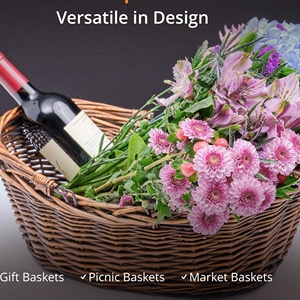 Paniers de marché ovales en osier pour fleurs, fruits, emballages cadeaux pour bébés, fournitures, panier cadeau tressé avec poignée - Product Image 2