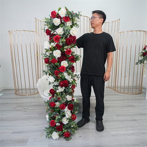 Camino de mesa de rosas rojas al por mayor, camino de mesa de alta calidad, centro de mesa para decoración de entrada de bodas - Product Image 1