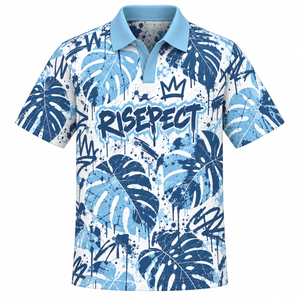 <b>Men's</b> Custom Sublimation Hawaiian Print Polo <b>Shirt</b> Quick Dry <b>Tropical</b> Leaf Stretch Casual Outdoor Wear - Product Image 3