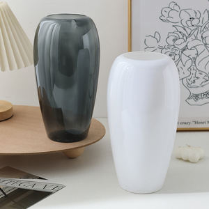 कृत्रिम नकल सिरेमिक प्लास्टिक वेज़ सफेद बड़े गोल मुंह के फूल बर्तन कंटेनर सिमुलेशन फूल सामग्री - Product Image 1