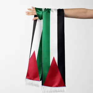 Custom and Wholesale Country Flag Soccer Scarves Arabic Ethnic Style Pray Polyester Printed Long Palestine Scarf