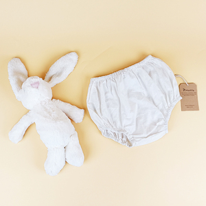 Pinuotu <span class=keywords><strong>Baby</strong></span> <span class=keywords><strong>Bloomers</strong></span> su misura per bambini pantaloni in vita elastica in vita semplice per bambini pantaloncini morbidi in poliestere ragazzo ragazza bianco Bloomer