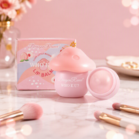 Baume à lèvres hydratant teinté rose saveur cerise pour femme avec motif champignon mignon, taille standard