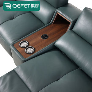 أريكة مضغوطة زاوية حديثة قابلة للتخصيص 3 مقاعد زرقاء مع أثاث جلد حقيقي - Product Image 4