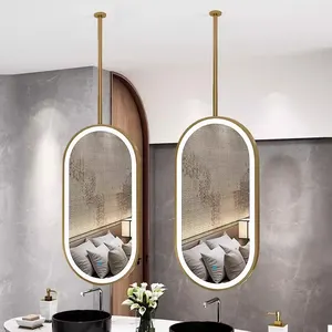 OEM aleación de aluminio marco Hotel Homestay decoración suspendido luminoso baño LED inteligente espejo antiniebla