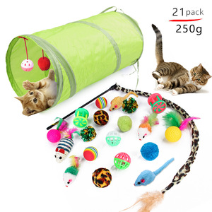21 PCS Cat Toys Kitten Toys Set, Collapsible Cat Tunnels for Indoor Cats, Interactive Cat Feather Toy Fluffy Mouse Crinkle <b>Balls</b> - Product Image 5
