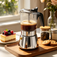 Cafetières Moka italiennes HIGHWIN de haute qualité pour cuisinière, en verre borosilicate moderne, 6/9 tasses, pour expresso