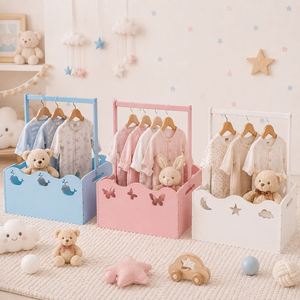 <b>Wooden</b> Storage Moon <b>Star</b> Cloud Nursery Organizer Kids Clothes Toys Gift Display Baby Shower Decorative Basket - Product Image 1