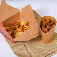 Boîte de restauration rapide jetable pour KFC à emporter emballage en papier kraft imprimé de logo personnalisé frites salades de poulet frit Vente en gros