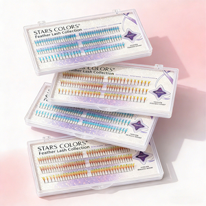 STARSCOLORS Extensions de cils brillantes en paillettes, style manga, holographiques, faux cils, anime, cils colorés pour Noël - Product Image 1