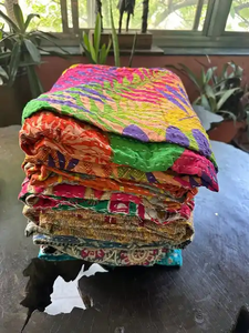 Wholesale Lot of Indian Vintage Reversible Kantha <b>Quilt</b> Handmade Cotton Fabric Recycled Kantha for Hotel Use - Product Image 2