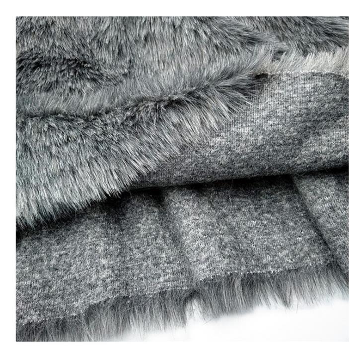 2101051 - 7cm plush fabric, man-made plush faux fur in grey color