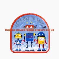 Desechable 350g recubierto esmaltado Kidsren's Birthday Cup Square Robot Series Cuenco de papel Plato de comida Estilo de dibujos animados Set de fiesta