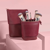 Porte-brosse debout personnalisé, trousse de maquillage de voyage, pochette de maquillage convertible portable en cuir PU, étui à cosmétiques