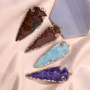 Liontin Bentuk Panah Kualitas Tinggi, Liontin Panah Obsidian Kristal Aate Alami, Kepribadian Wanita Dilengkapi Liontin Batu Mentah - Product Image 1